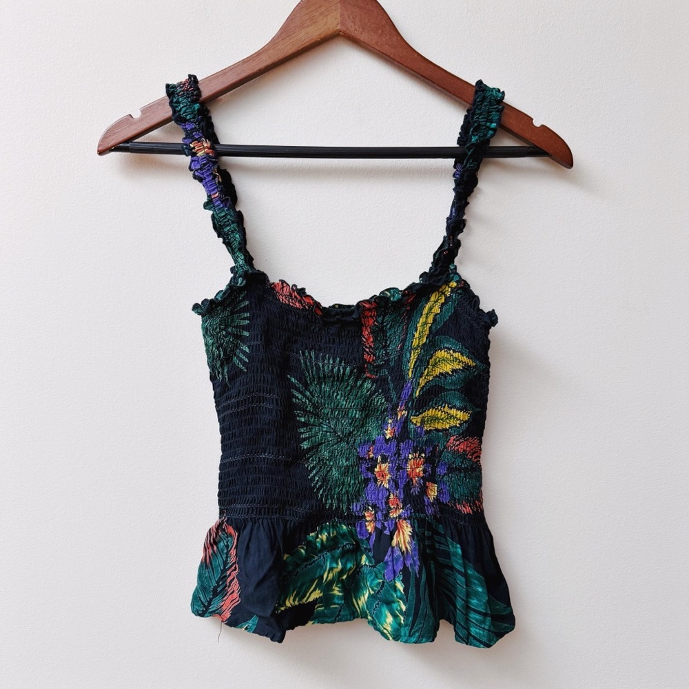 Patrons of Peace Tropical Print Smocked Cami